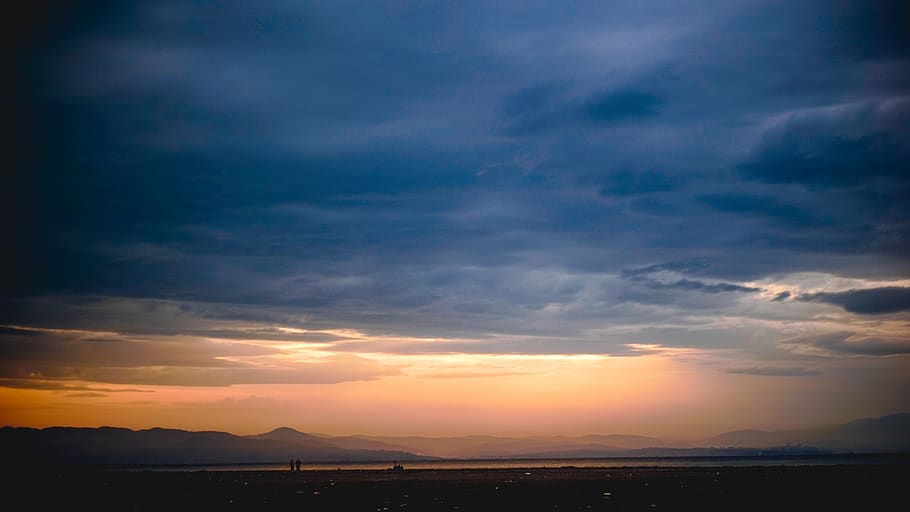 sunset, beach, coast, shore, sinrise, sunlight, clouds, cloudy HD wallpaper