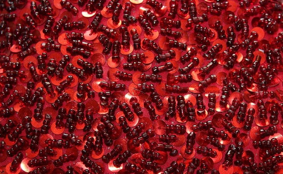 beads, sequins, red, the background, shiny, model, texture HD wallpaper