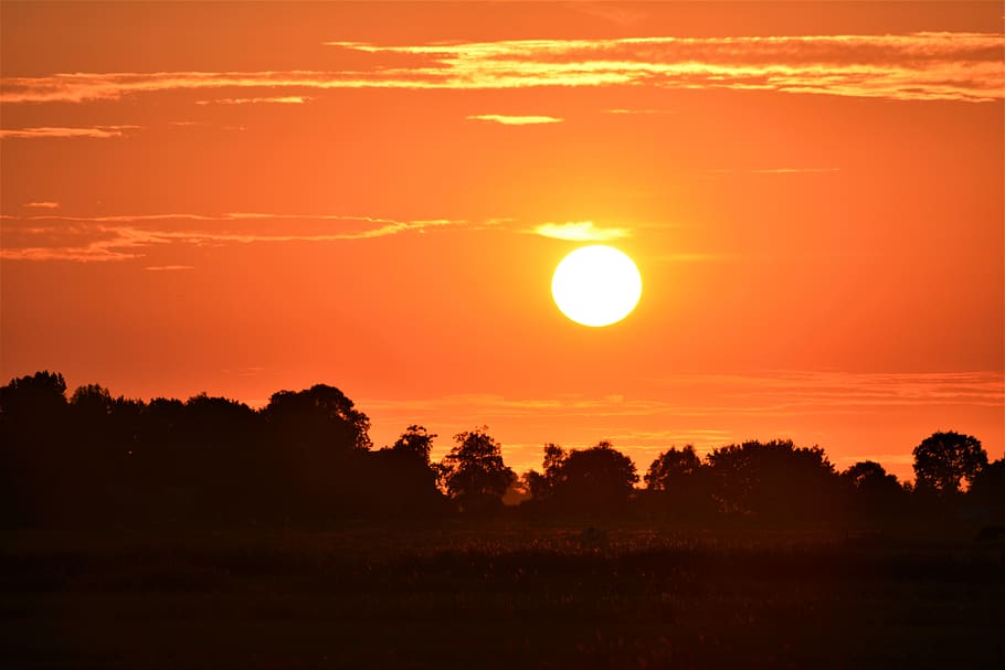 sunset, rheiderland include a, nature, dusk, sunlight, mood HD wallpaper