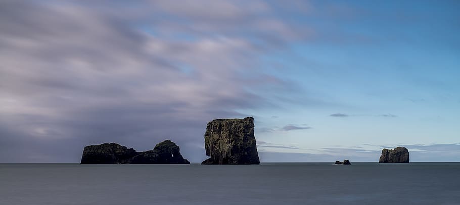 iceland, sea, sky, water, rock, waterfront, solid, rock - object HD wallpaper