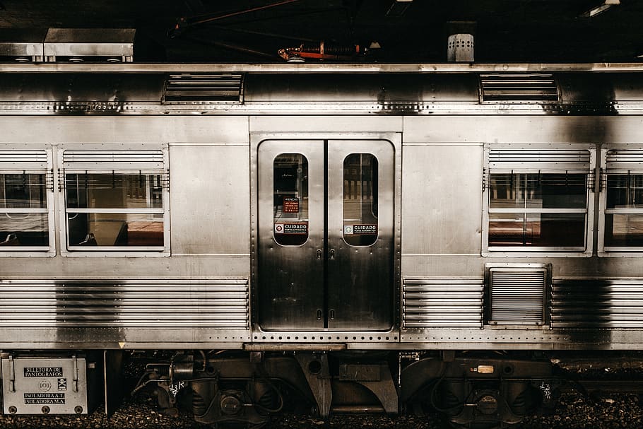 gray steel train, transportation, vehicle, railway, train track HD wallpaper