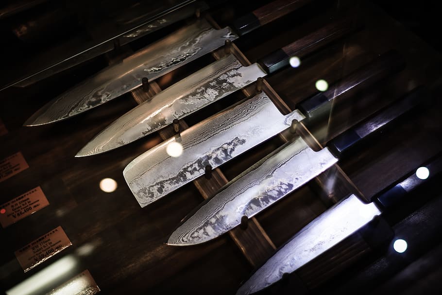 knife set box, indoors, lighting equipment, wood - material, no people HD wallpaper