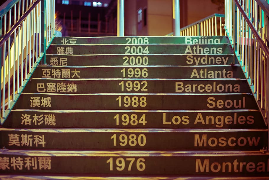 brown staircase, word, symbol, building, text, hotel, scoreboard HD wallpaper