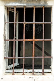 old window with rusty bars, architecture, detail, opening, building HD wallpaper