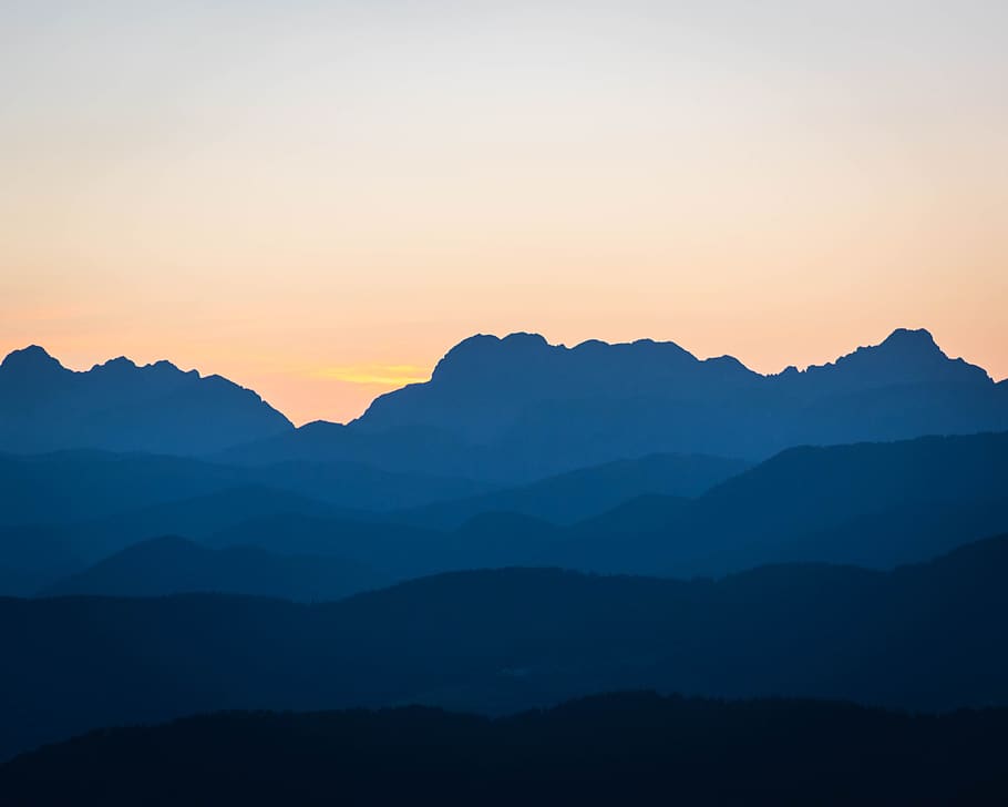 mountains, sunset, evening, landscape, layers, sky, scenics - nature HD wallpaper