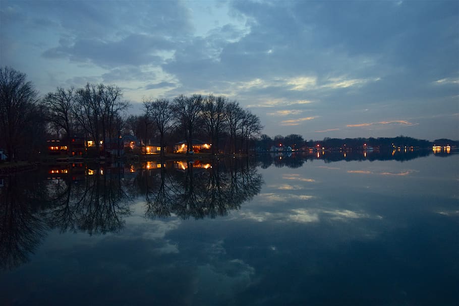 Landscape Photography of Body of Water, blue, calm, clouds, coast HD wallpaper
