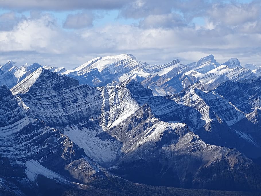 Brown Mountain Alps Under Cloudy Sky, cold, landscape, mountain peak HD wallpaper