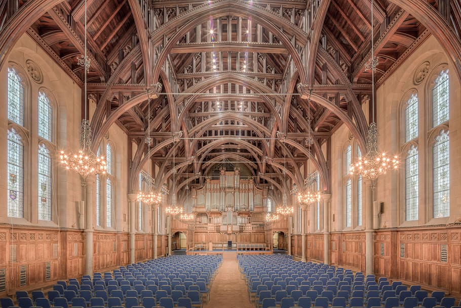 brown cathedral interior, architecture, built structure, indoors HD wallpaper