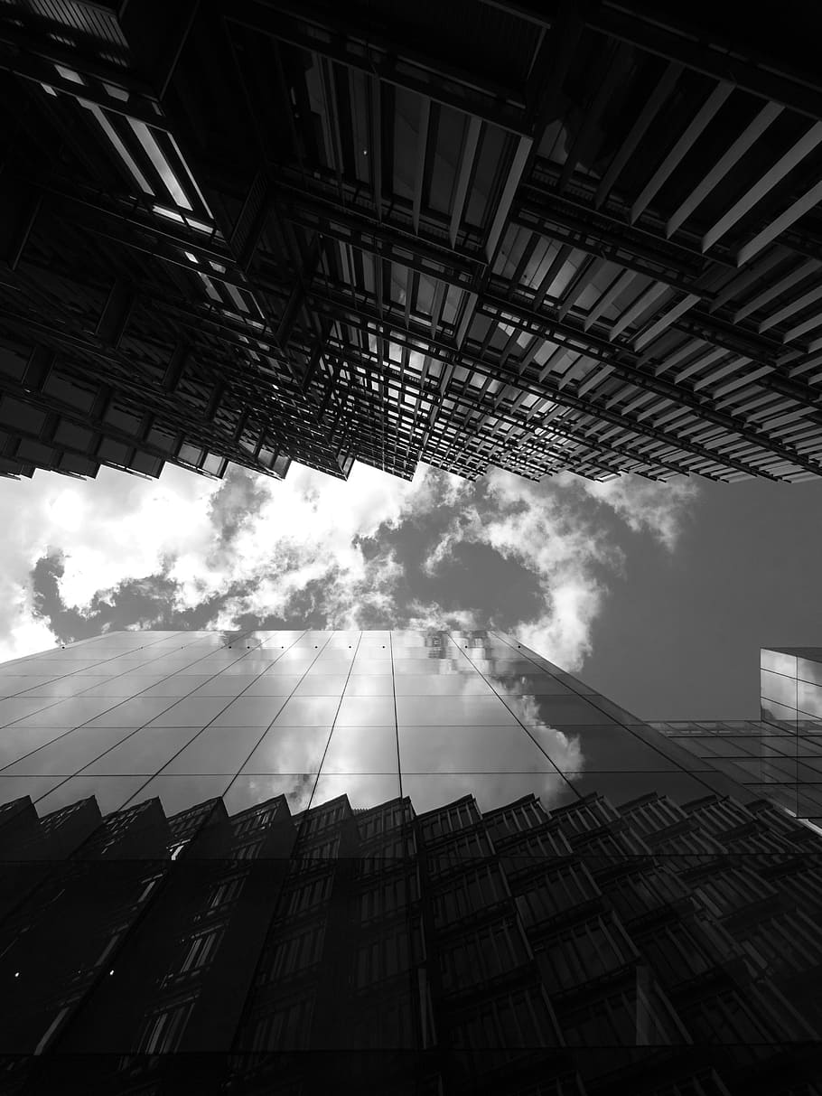 Grayscale Photo of High-rise Building, architectural design, architecture HD wallpaper
