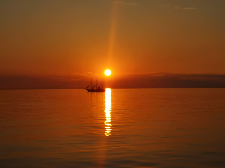 baltic sunset, cruise, water, sky, scenics - nature, sea, reflection HD wallpaper