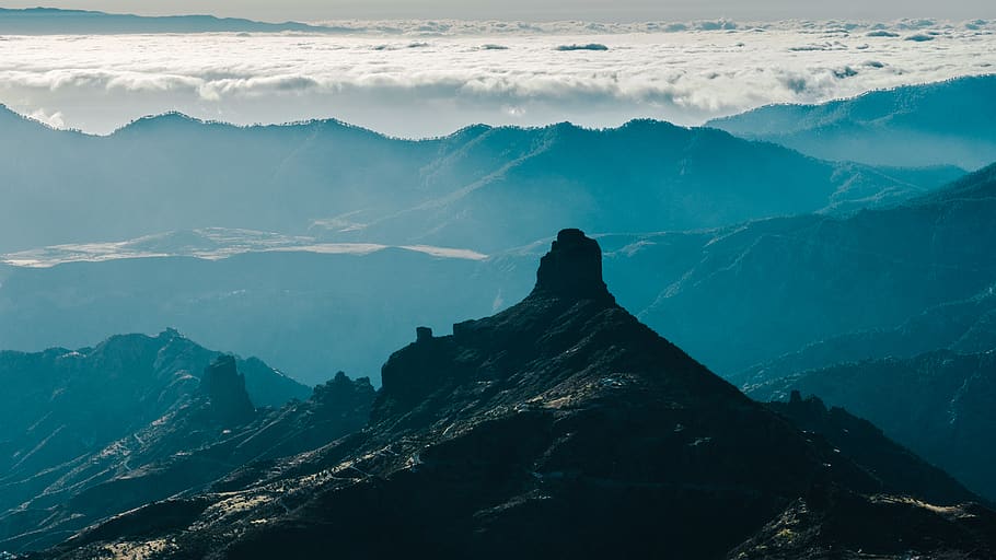 aerial view of mountain, beauty in nature, scenics - nature, tranquil scene HD wallpaper