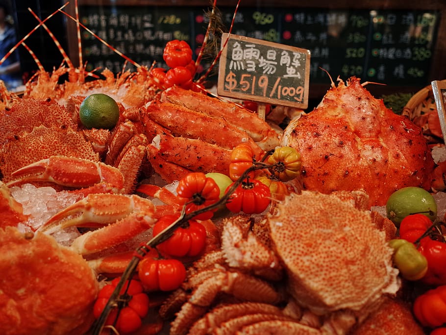 assorted variety of seafoods, animal, sea life, crab, lobster HD wallpaper
