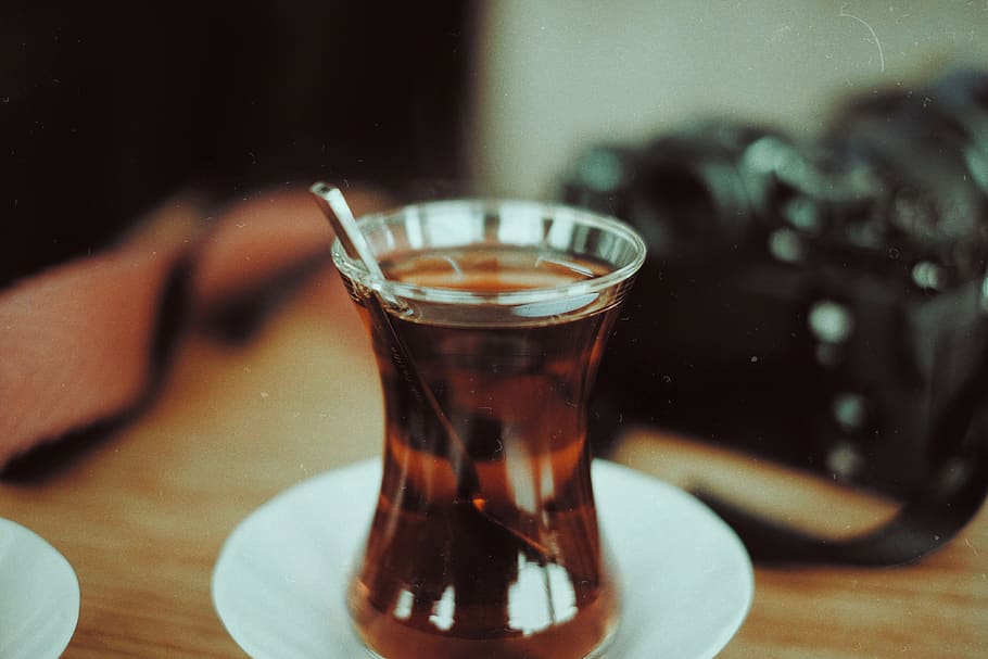 clear glass Turkish glass, drink, refreshment, table, indoors HD wallpaper