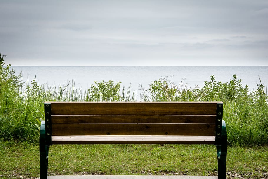 lake, water, bench, seat, nature, scenics - nature, horizon HD wallpaper