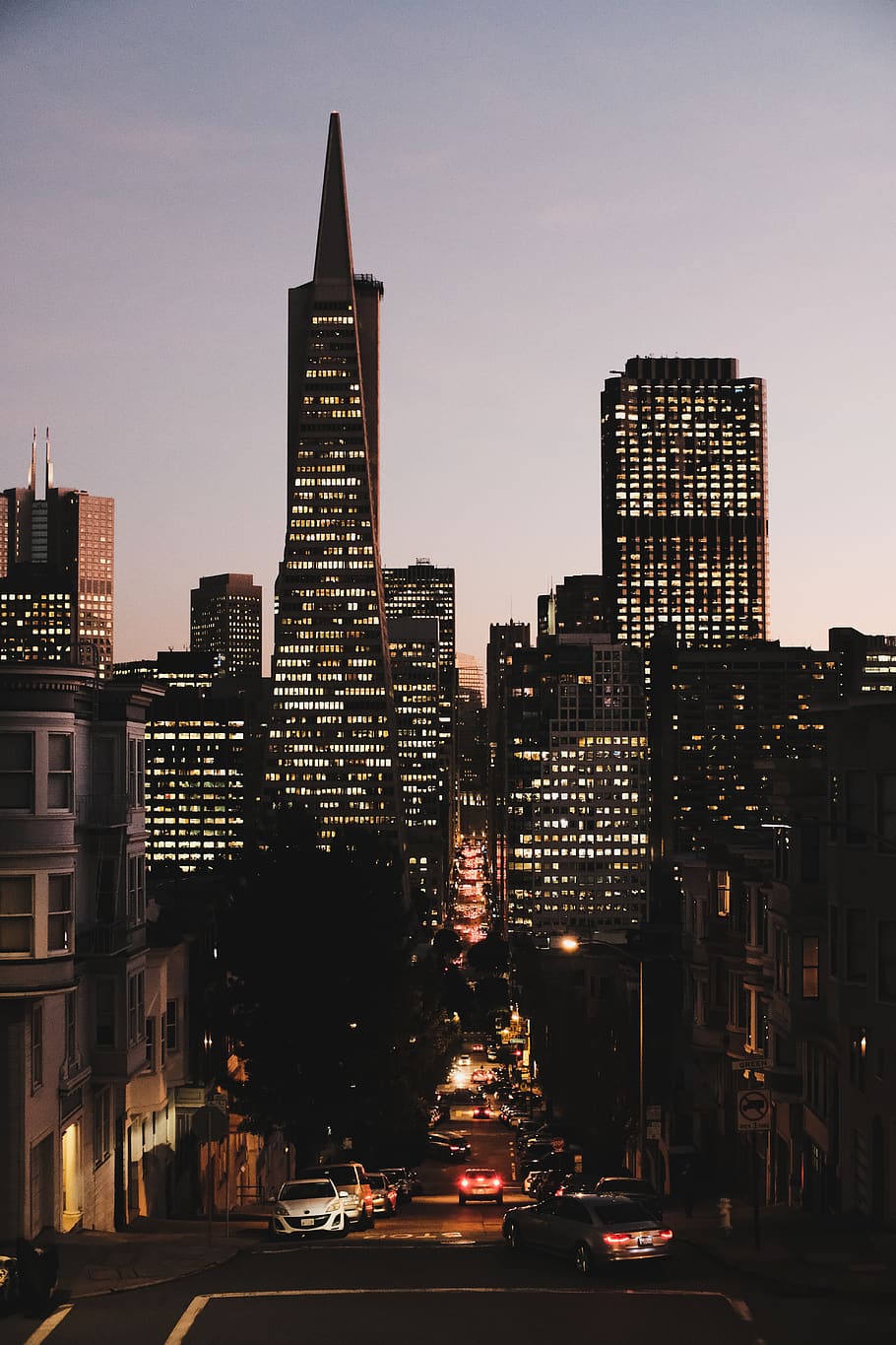 cityscape at night, building, office building, town, urban, vehicle HD wallpaper
