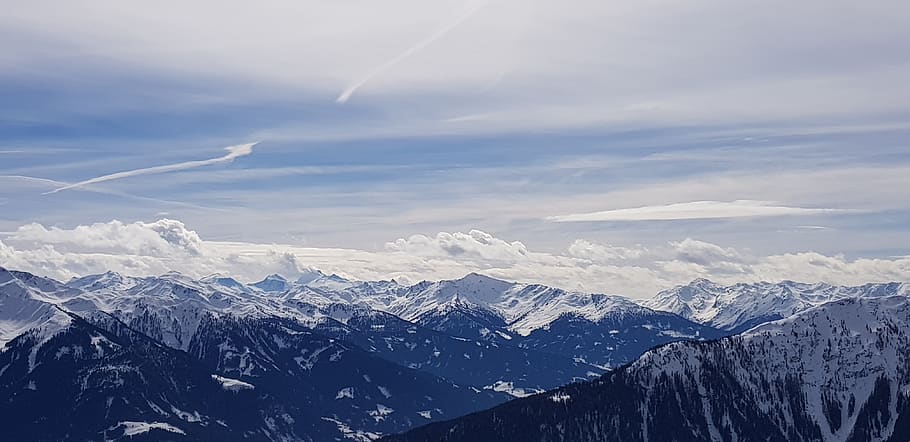 summit, mountains, sky, skyline, cold temperature, snow, winter HD wallpaper