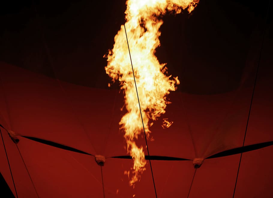 fire, flamethrower, balloon, hot air balloon, hot air balloon flame HD wallpaper