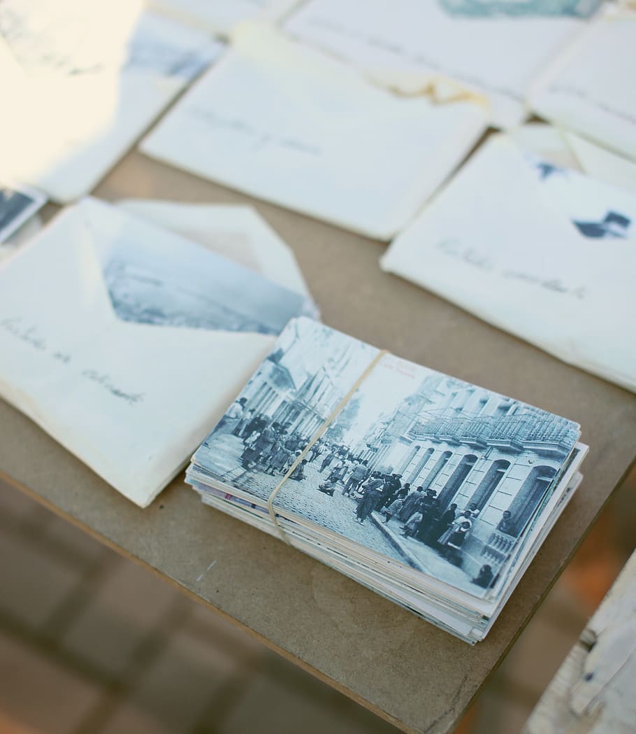 paper, photo, envelope, card, table, floor, blur, still life HD wallpaper