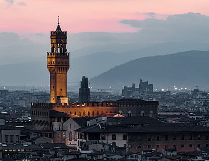 italy, florence, tuscany, palazzo vecchio, city, building exterior HD wallpaper