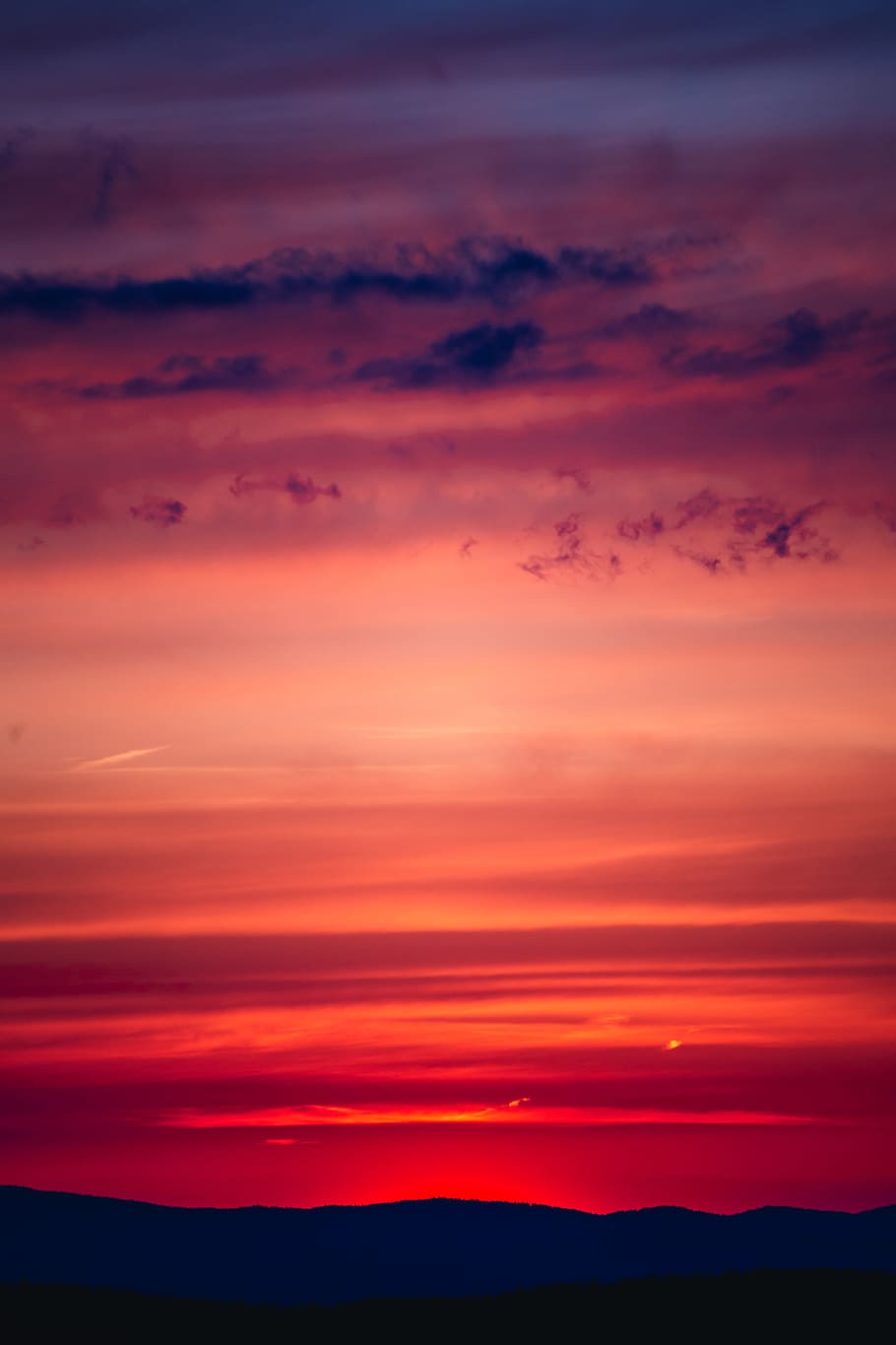 HD wallpaper: red sky, sunset, sunrise, purple, colorful, contrast ...
