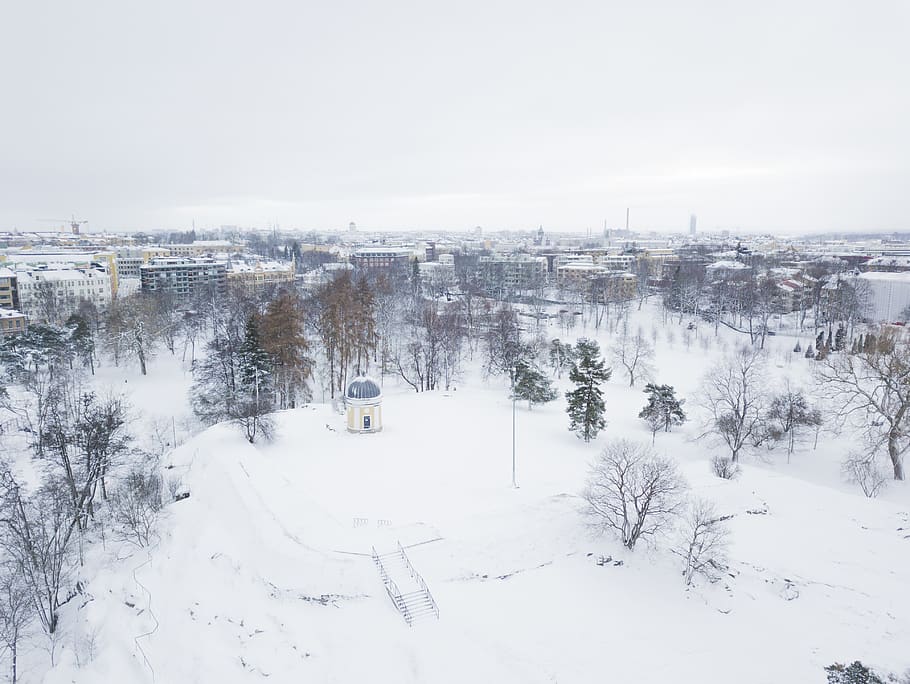 city covered with snow during daytime, nature, outdoors, winter HD wallpaper