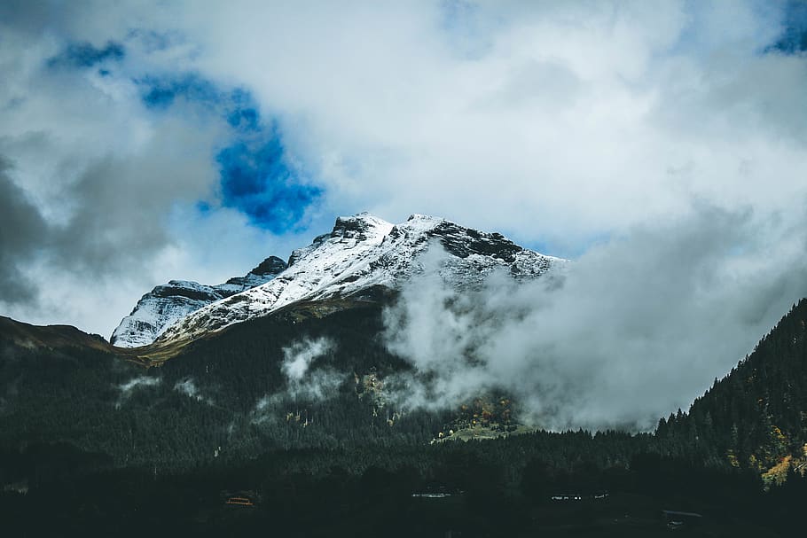 glacier mountain covered with clouds during daytime, alps, outdoors HD wallpaper