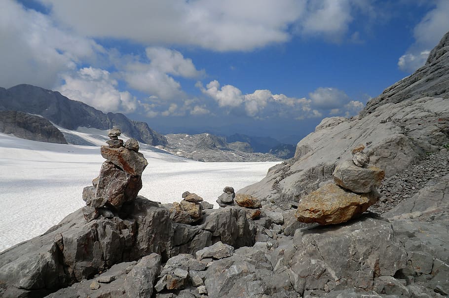 glacier, dachstein glacier, austria, mountains, alpine, landscape HD wallpaper