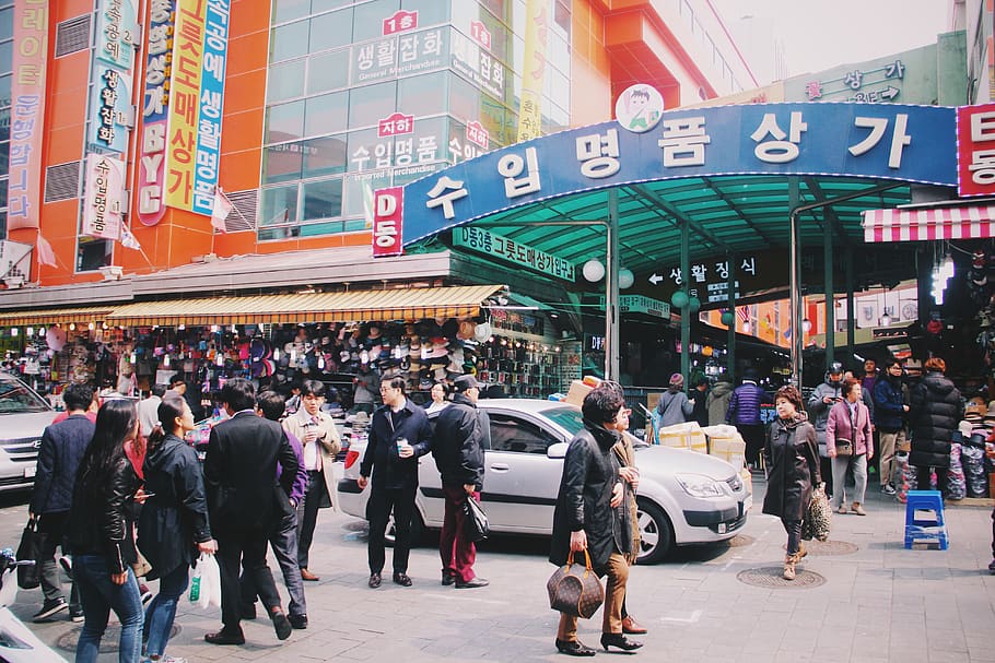 south korea, seoul, crowd, group of people, large group of people HD wallpaper