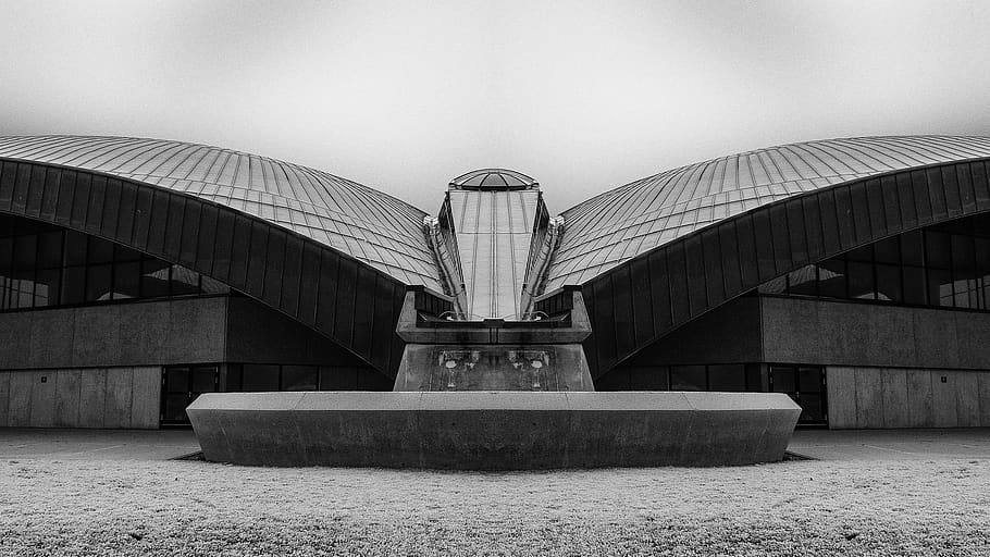 grayscale photography of stadium, architecture, building, opera house