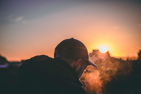 man wearing gray hat during golden hour, nature, outdoors, person HD wallpaper