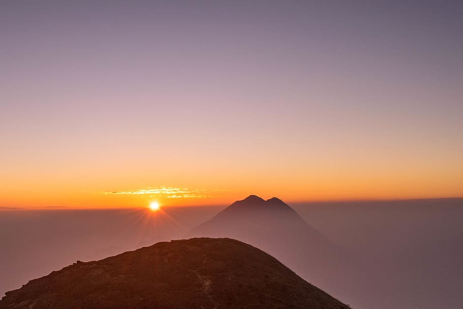 mountain during golden hour, sky, beauty in nature, sunset, scenics - nature HD wallpaper
