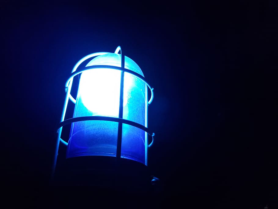 blue, light, night, glow, safety, emergency, beacon, illuminated HD wallpaper