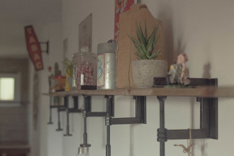 coffee, candy, vintage, indoors, shelf, arrangement, selective focus HD wallpaper