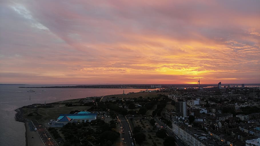 southsea, portsmouth, england, ocean, travel, sky, coast, harbor, HD wallpaper