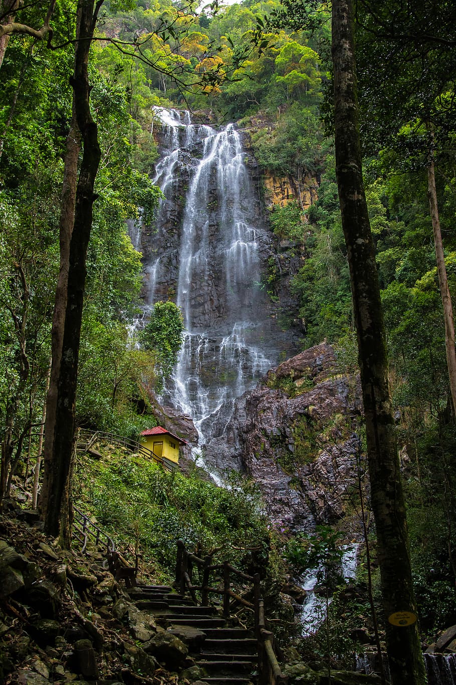 HD wallpaper: malaysia, langkawi, temurun waterfall, trees, cliff ...