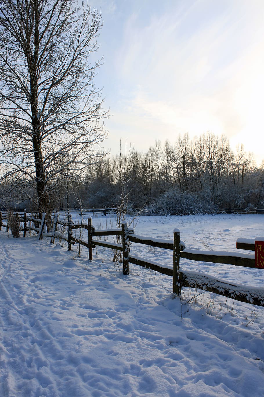 winter, landscape, snow, wintry, fence, go for a walk, nature HD wallpaper