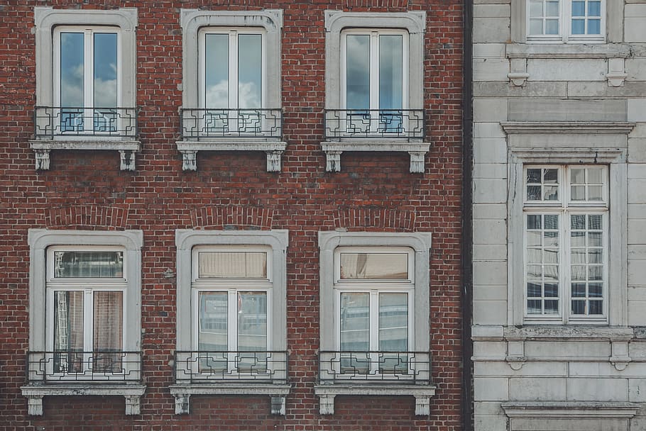 germany, aachen, windows, masonry, building, architecture, geometry HD wallpaper