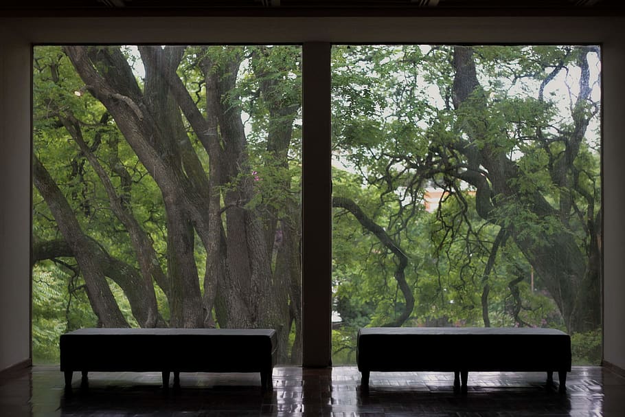 bench, furniture, montevideo, museo de artes visuales, uruguay, HD wallpaper