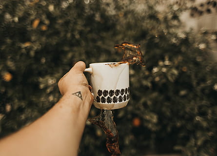 person holding mug, cup, coffee cup, human, animal, invertebrate HD wallpaper