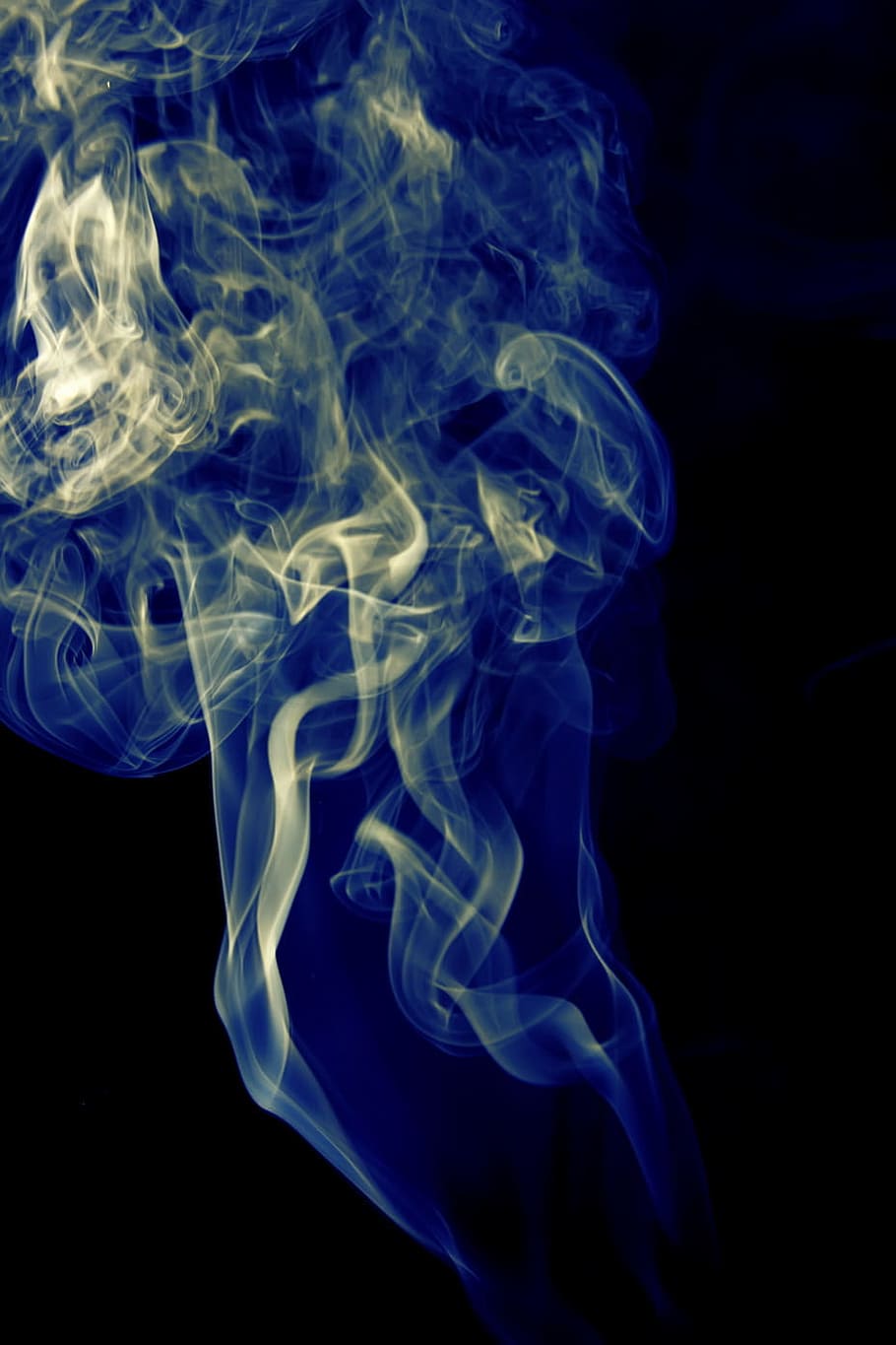 blue, background, smoke, isolated, black, smooth, shape, abstract HD wallpaper