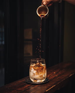 coffee, espresso, latte, hand, drops, glass, barista, refreshment HD wallpaper