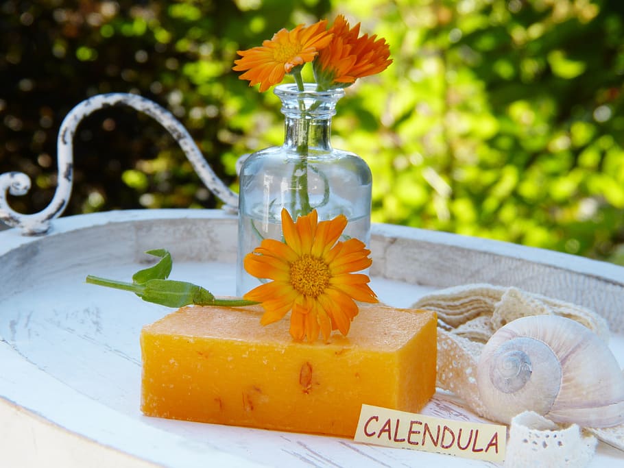 soap, calendula, marigold, flowers, health, decoration, beauty, HD wallpaper