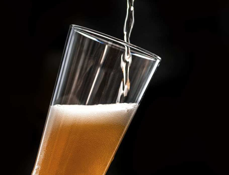 Beer Pouring Into Glass, alcohol, alcoholism, ale, background, HD wallpaper