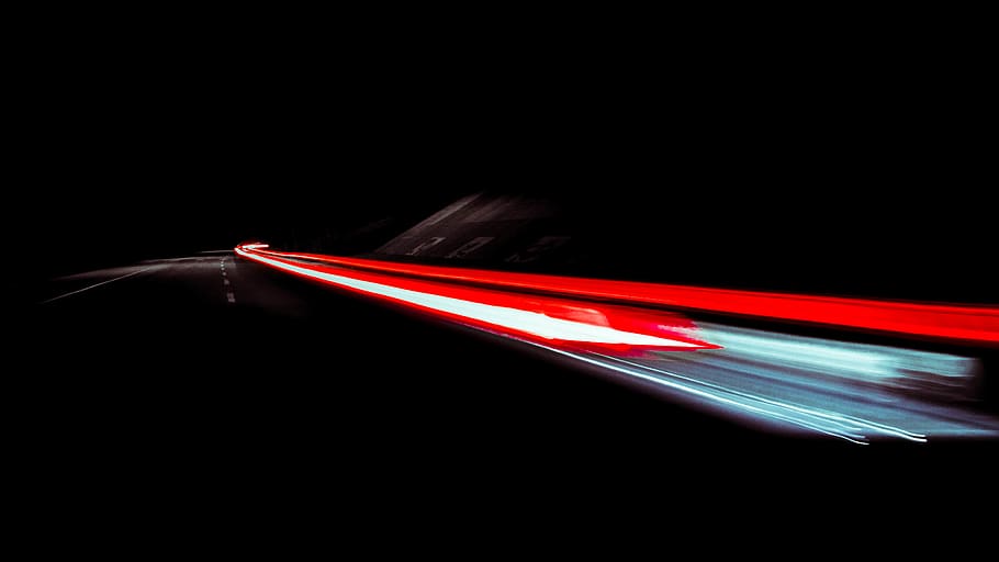 night, abstract, road, light trail, dark, long exposure, outdoors