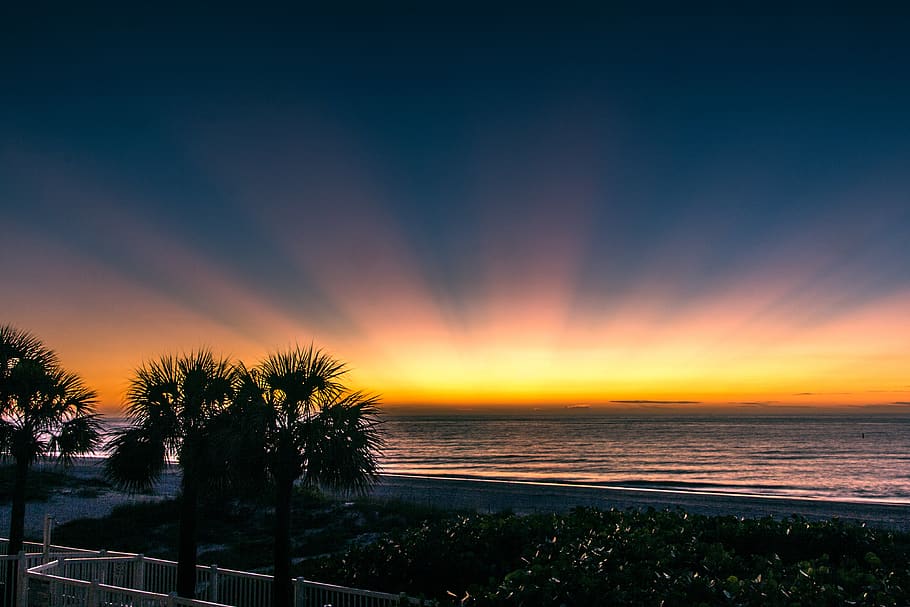 beach, sunset, water, sky, dusk, clouds, coast, mood, scenics - nature HD wallpaper