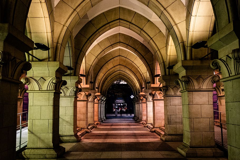 corridor, crypt, human, flooring, person, tokyo, indoors, tokyo university HD wallpaper