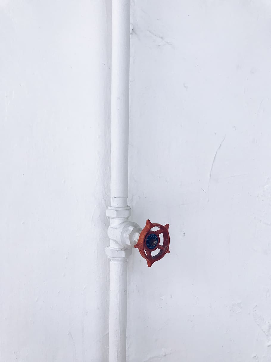 red valve, wall - building feature, white color, safety, architecture HD wallpaper