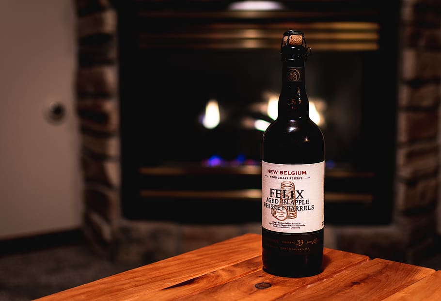 Felix wine, alcohol, beverage, drink, bottle, beer bottle, fireplace HD wallpaper