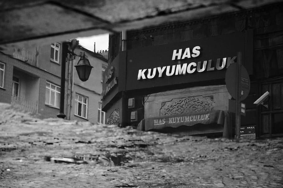 turkey, kars, reflection, water, has, streetlamp, store, rain HD wallpaper