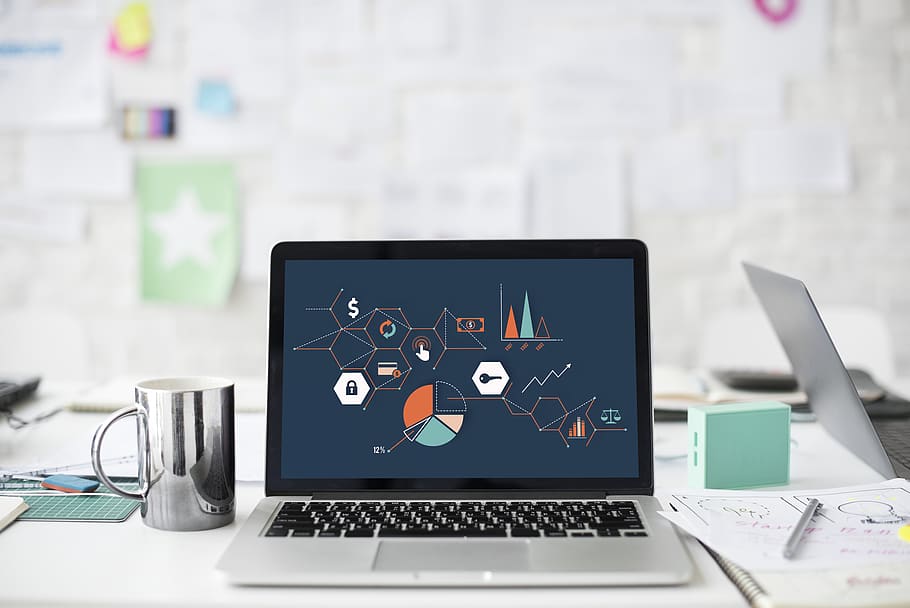 Macbook Pro, blurred background, coffee cup, contemporary, creative HD wallpaper